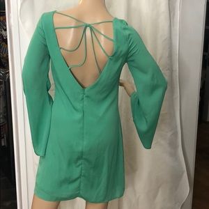 Beautiful green silk/rayon backless dress Mod